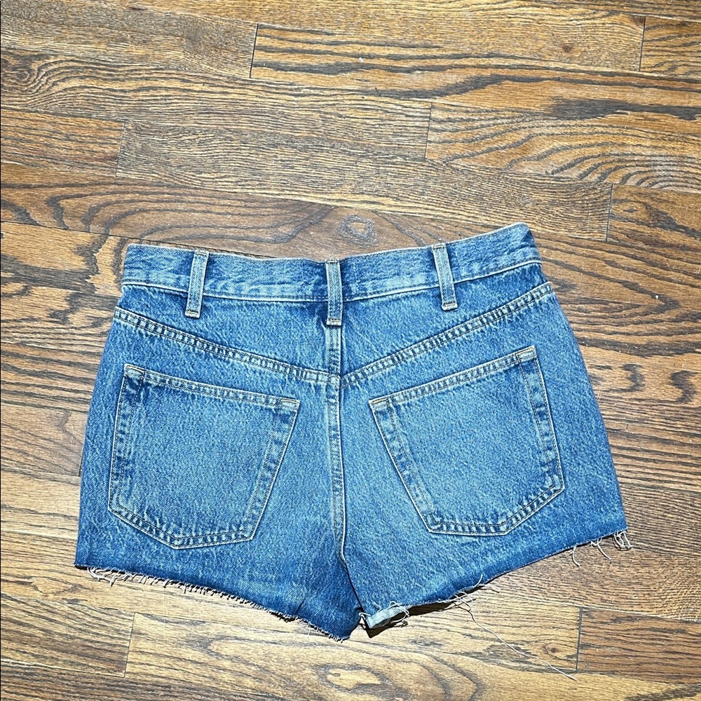 High rise Mini Cut Off Classic Blue Denim Women's Shorts - Picture 2 of 4
